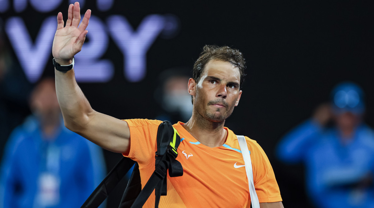 Rafael Nadal after his second round match against Mackenzie Mcdonald on day three of the 2023 Australian Open.