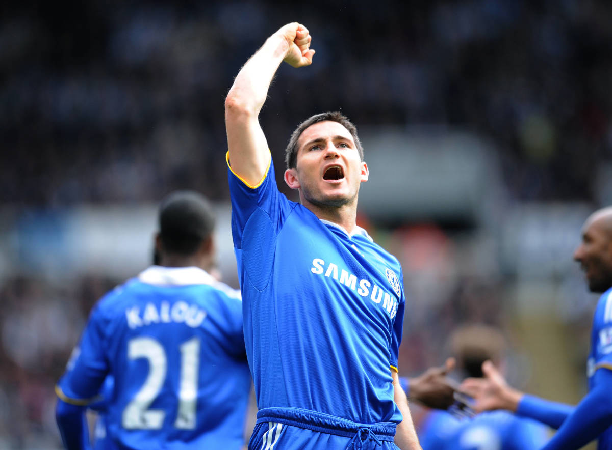 Frank Lampard pictured celebrating a goal for Chelsea in 2009