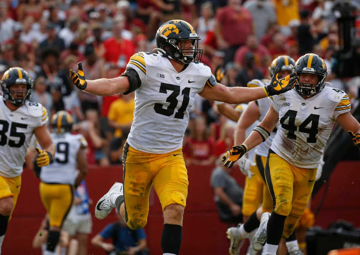 Jack Campbell celebrates after a big play vs. Iowa State