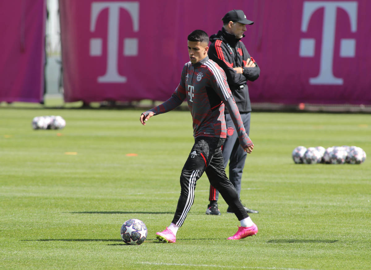 Joao Cancelo pictured in April 2023 during a Bayern Munich training session in preparation for the team's Champions League quarter-final first leg against Manchester City