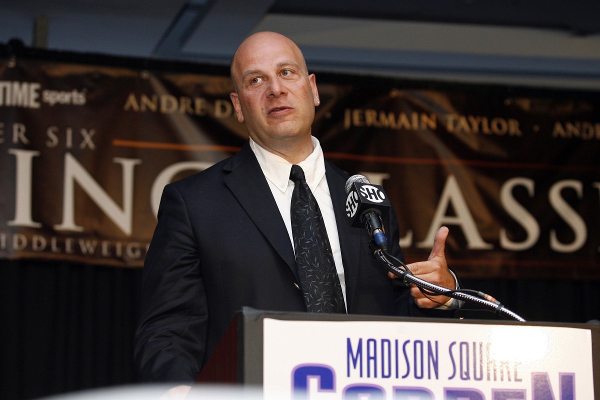Lou DiBella, promoter of Jermain Taylor speaks at the press conference at Madison Square Garden announcing the Super Six World Boxing Classic. (2009)