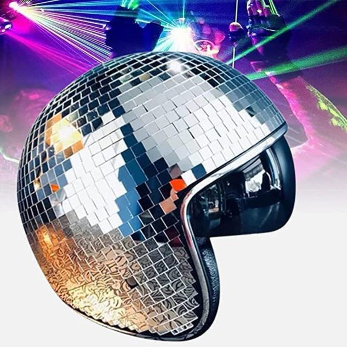 disco ball football helmet Sabary 11.81 Inch Adult Gold Glitter Glass Hat Novelty Punk Disco Ball Costume Cosplay for Nightclubs Parties Bar Djs Stage : Musical Instruments Disco Ball Helmet