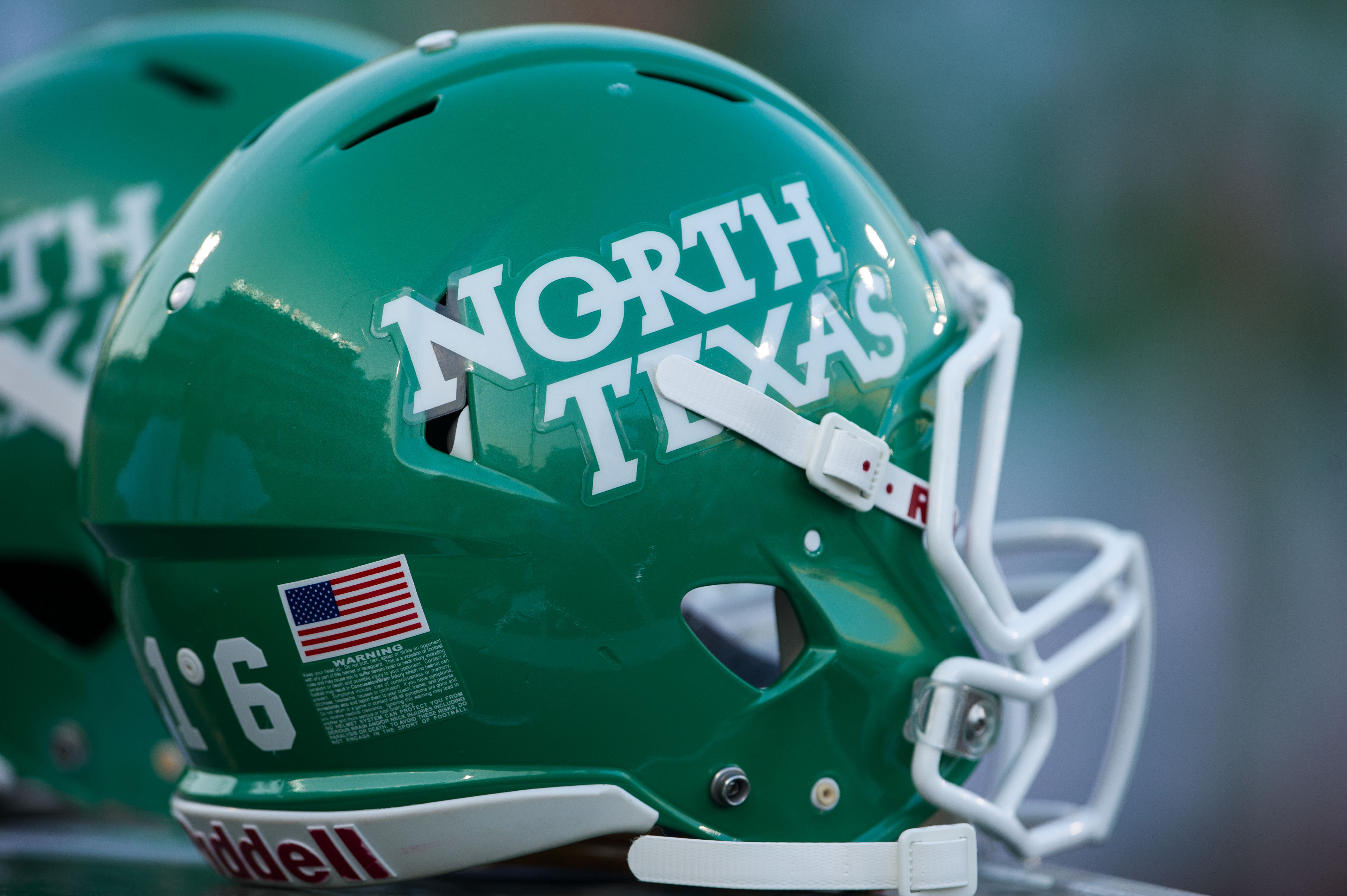Sep 14, 2013; Denton, TX, USA; A view of a North Texas Mean Green helmet during the game between the Mean Green and the Ball State Cardinals at Apogee Stadium. The Mean Green defeated the Cardinals 34-27. Mandatory Credit: Jerome Miron-USA TODAY Sports