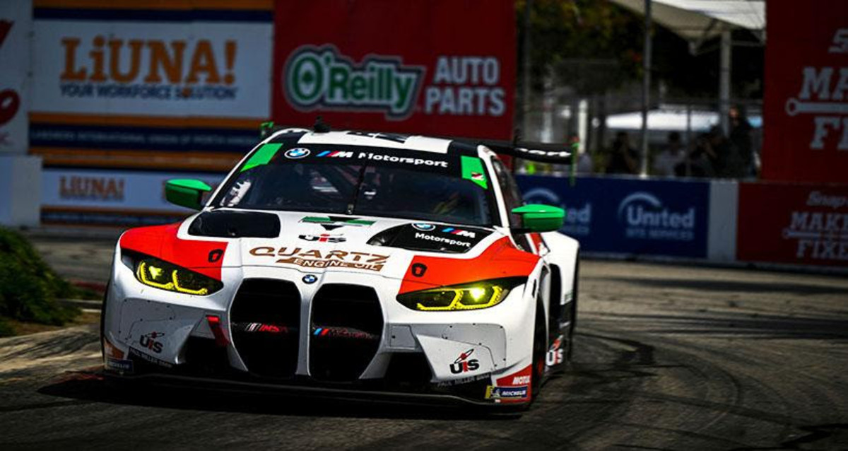 Madison Snow and Bryan Sellers did it again, earning their third straight Long Beach GTD race in the No. 1 Paul Miller Racing BMW M4 GT3. Photo courtesy IMSA.