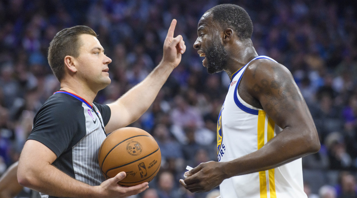 Golden State Warriors forward Draymond Green argues with referee during first-round series against Kings