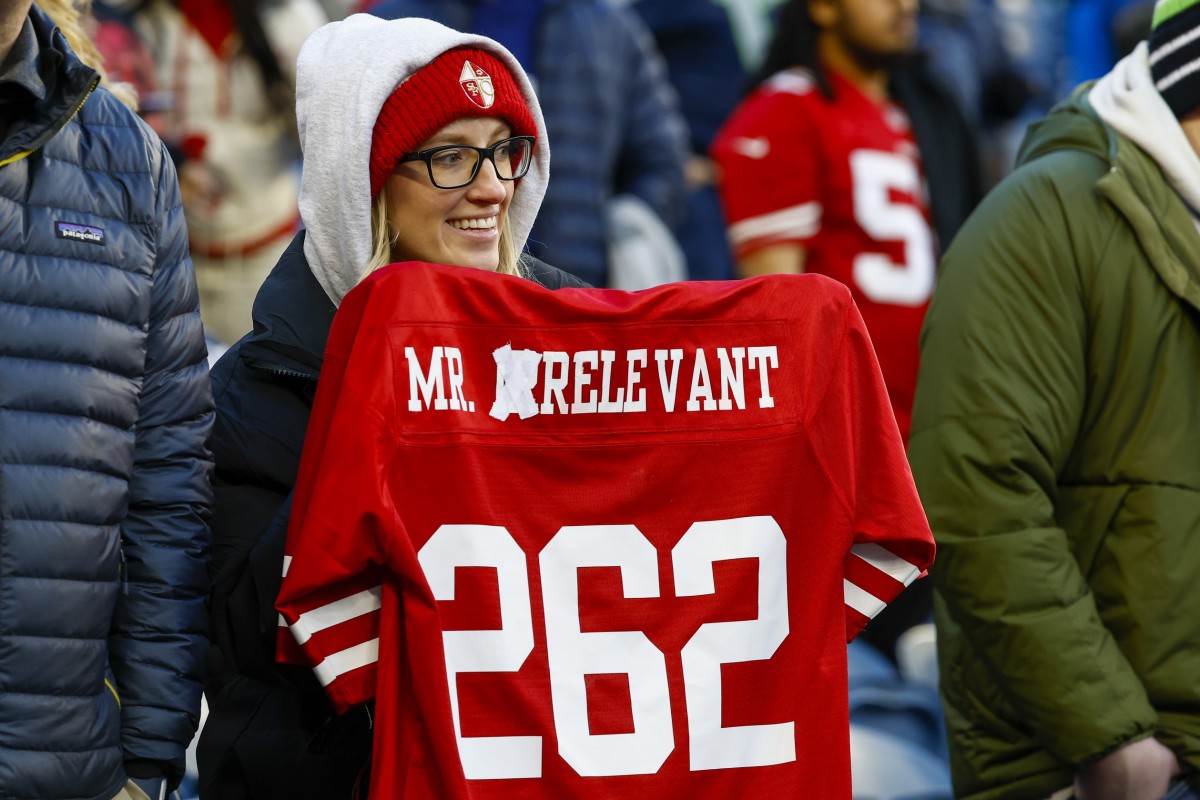 Fan celebrate the selection of Brock Purdy, who was the 2022 Mr. Irrelevant as the last pick of the 2022 NFL draft.