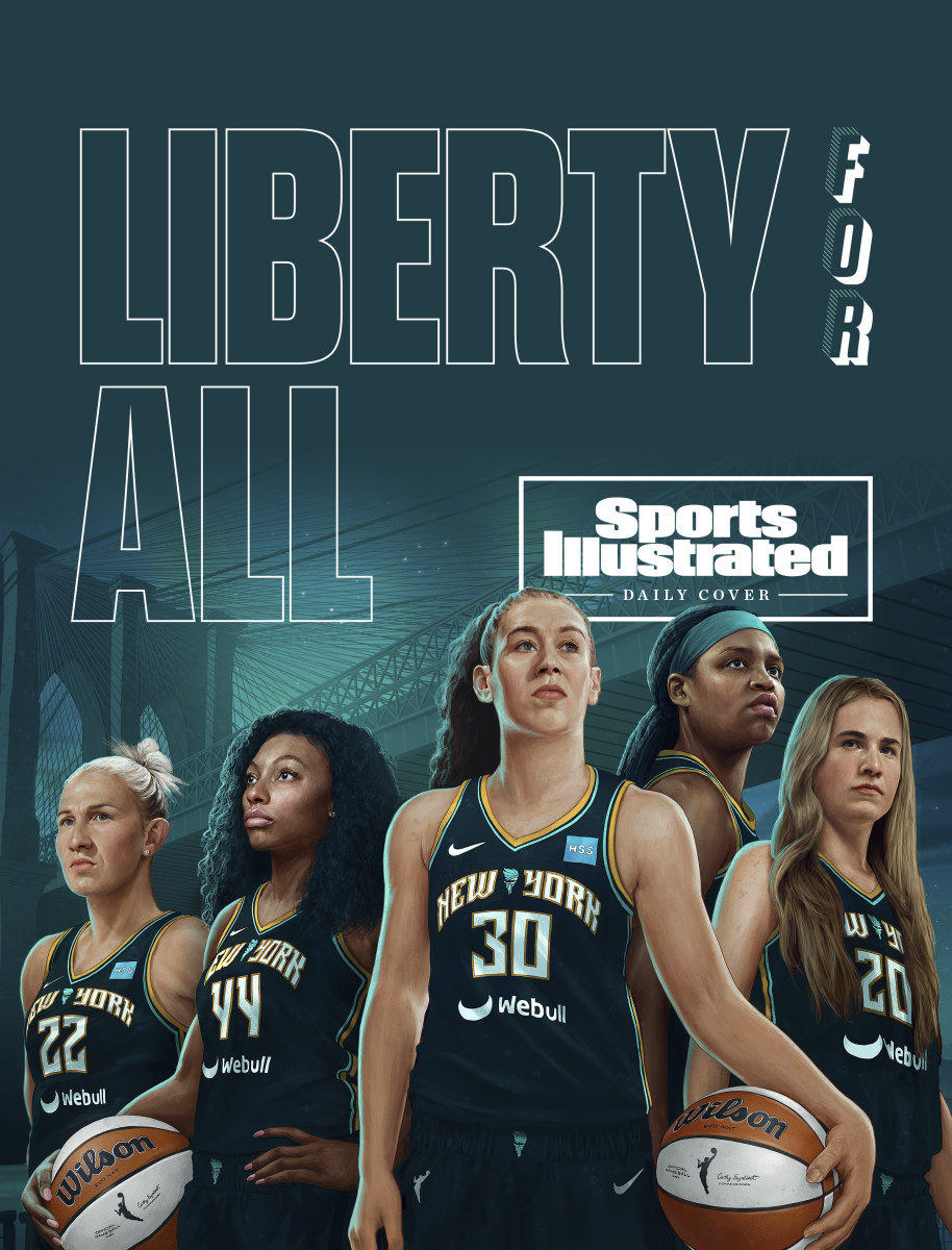 LIBERTY FOR ALL: An illustration of Breanna Stewart, Courtney Vandersloot, Jonquel Jones, Sabrina Ionescu and Betnijah Laney of the New York Liberty.