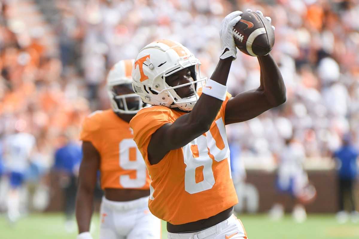 Tennessee Volunteers WR Kaleb Webb during a loss to Florida. (Photo by Caitie McMekin of the News Sentinel)