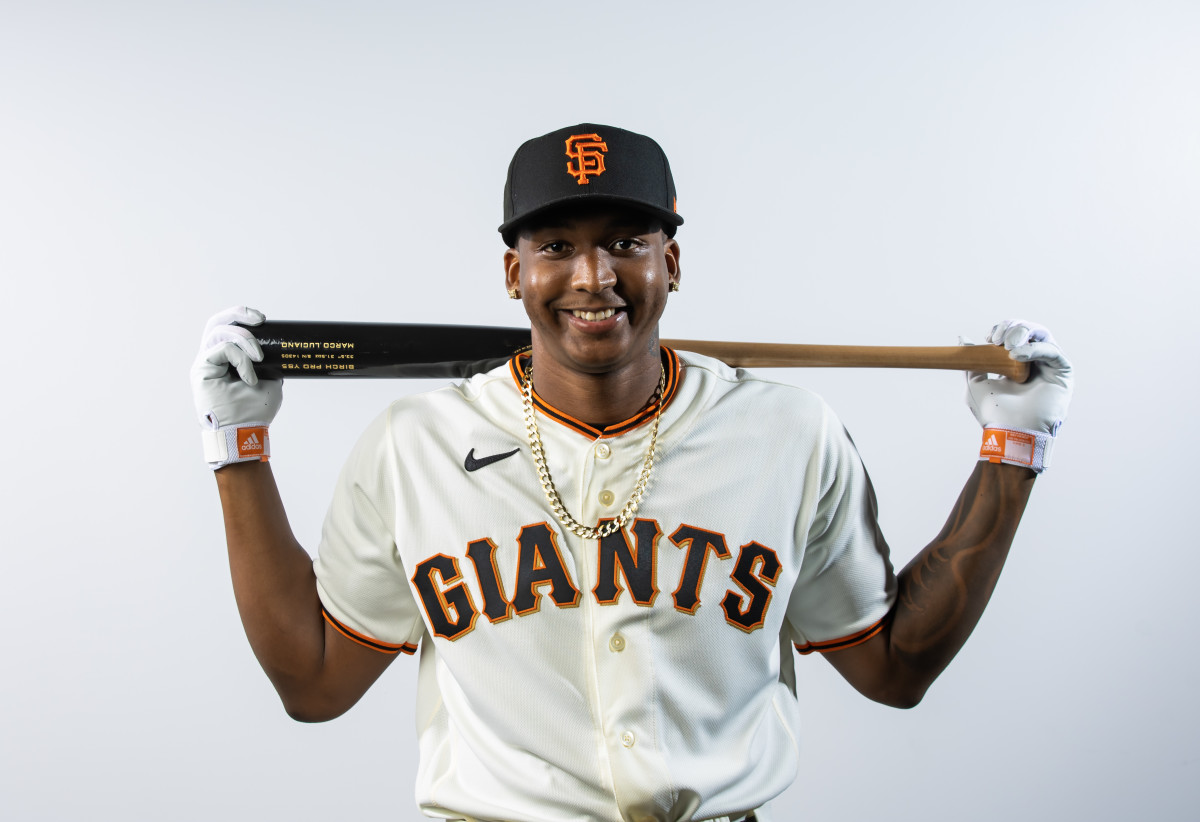SF Giants infielder Marco Luciano poses for a portrait during photo day. (2023)
