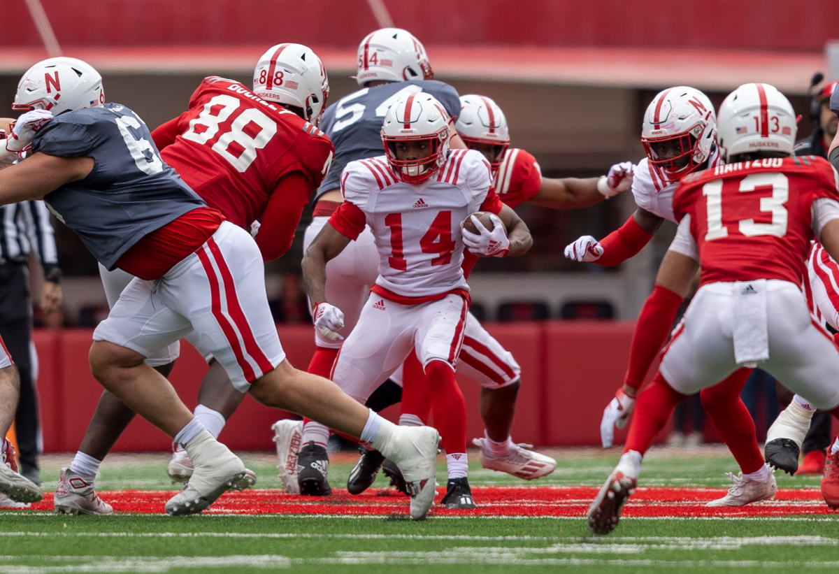 Rahmir Johnson run 2023 Nebraska football spring game cropped