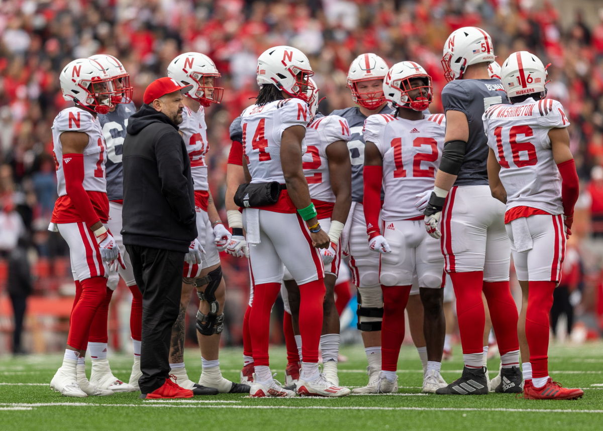 2023 Nebraska football spring game Matt Rhule and Jeff Sims with White team offense