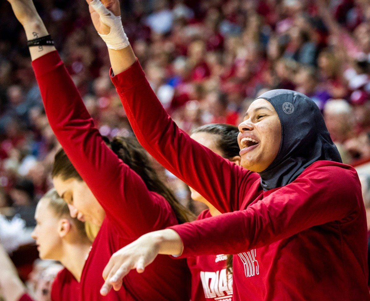 Indiana's Kiandra Brown (23) celebrates during the second half of the Indiana versus Rutgers women's basketball game at Simon Skjodt Assembly Hall on Sunday, Jan. 29, 2023.