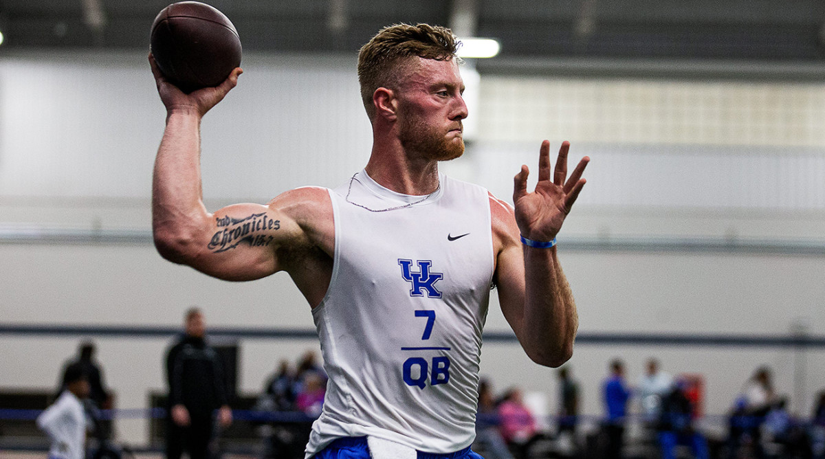 Kentucky senior quarterback Will Levis showed his passing form during a Pro Day workout.