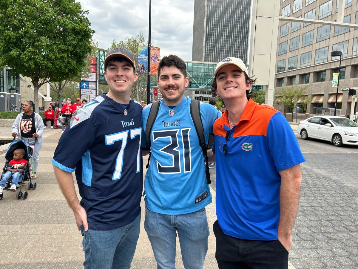 Brothers Chase, Colby and Carson Cashion are celebrating Chase's birthday with a trip to the NFL Draft in Kansas City. (AllTitans.com photo by Tom Brew)
