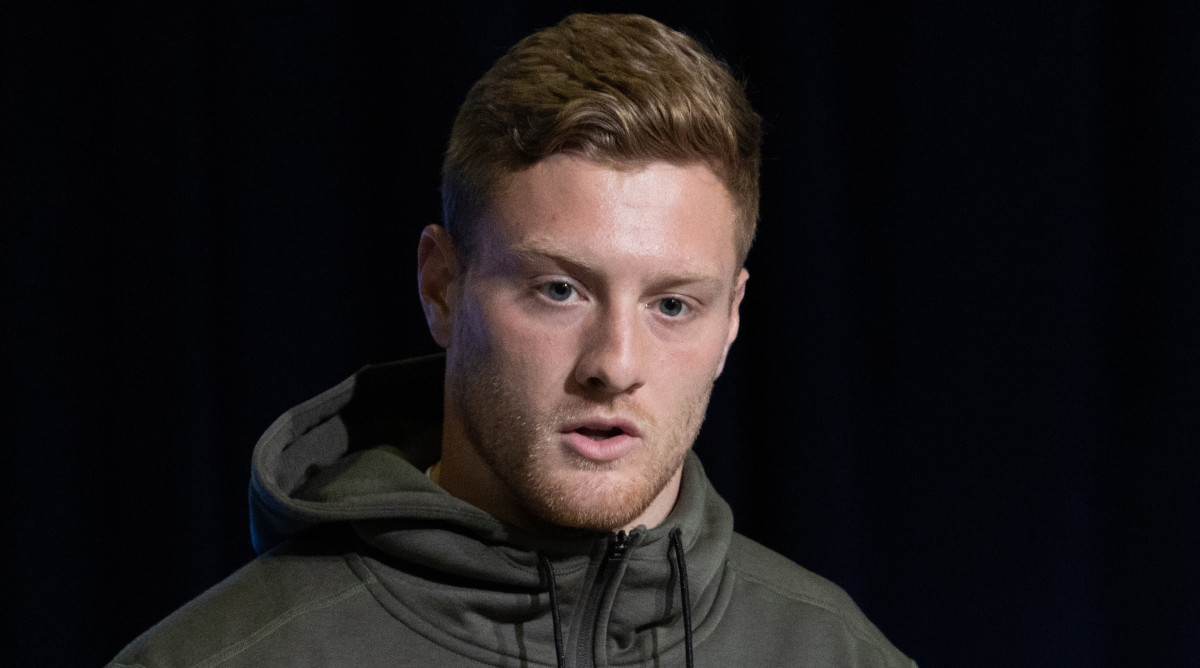 Kentucky quarterback Will Levis speaks to the press at the NFL Combine.