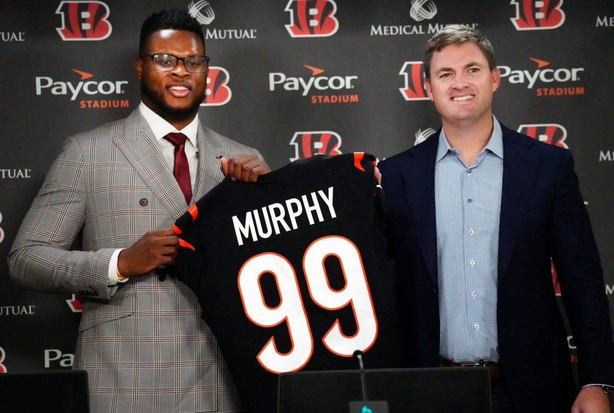Cincinnati Bengal head coach Zach Taylor introduced Myles Murphy, 21, as the newest Cincinnati Bengal player at Paycor Stadium, Saturday, April 29, 2023. Murphy said he choose the number 99, because 98 wasn t available. DJ Reader is number 98. Like Reader, Murphy attended Clemson University. Myles Murphy Newest Cincinnati Bengal