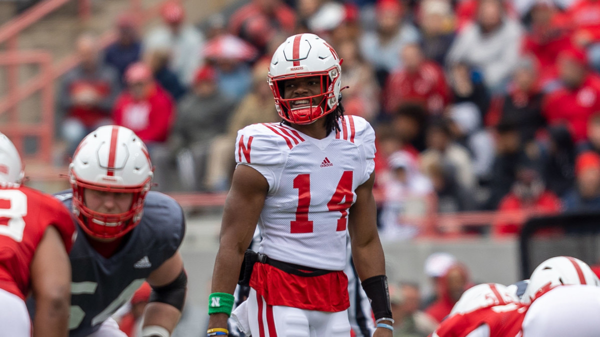 Dual-threat quarterback Jeff Sims runs the offense during Nebraska's 2023 spring game.