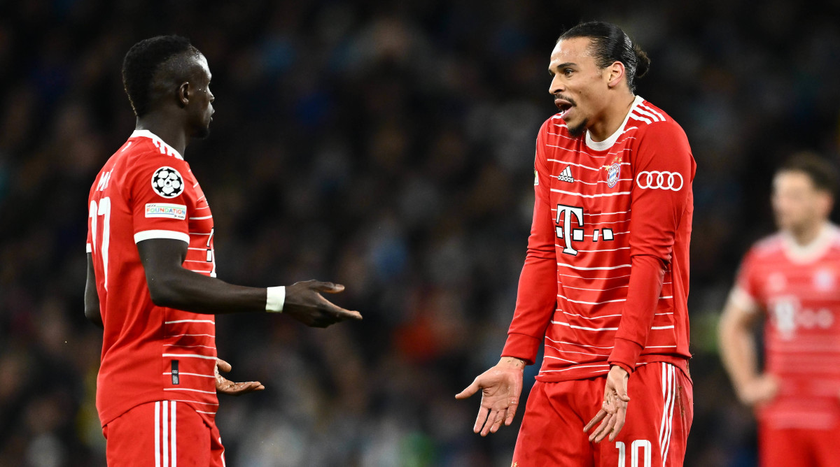 Sadio Mane and Leroy Sane arguing.