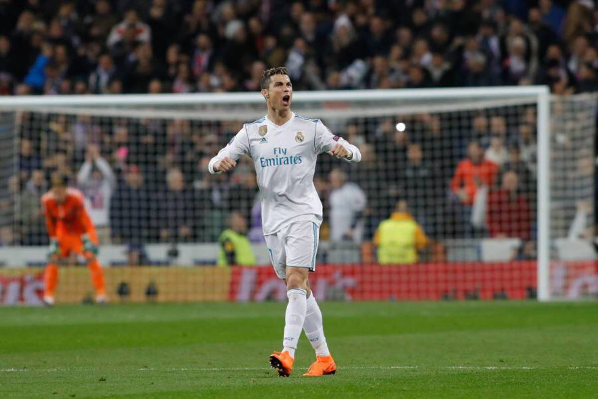 Cristiano Ronaldo pictured in 2018 after scoring for Real Madrid against PSG in the UEFA Champions League