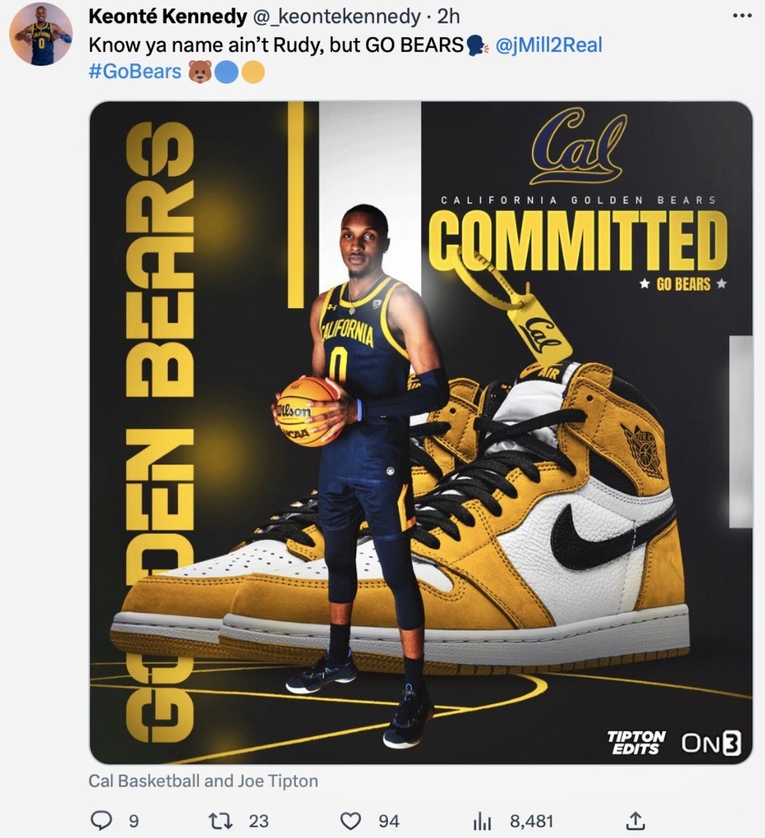 Keonte' Kennedy says he's coming to Cal