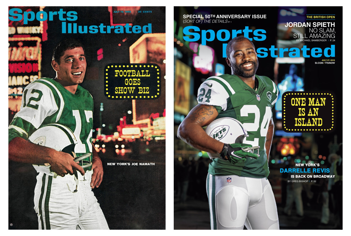 SI covers of Joe Namath and Darrelle Revis