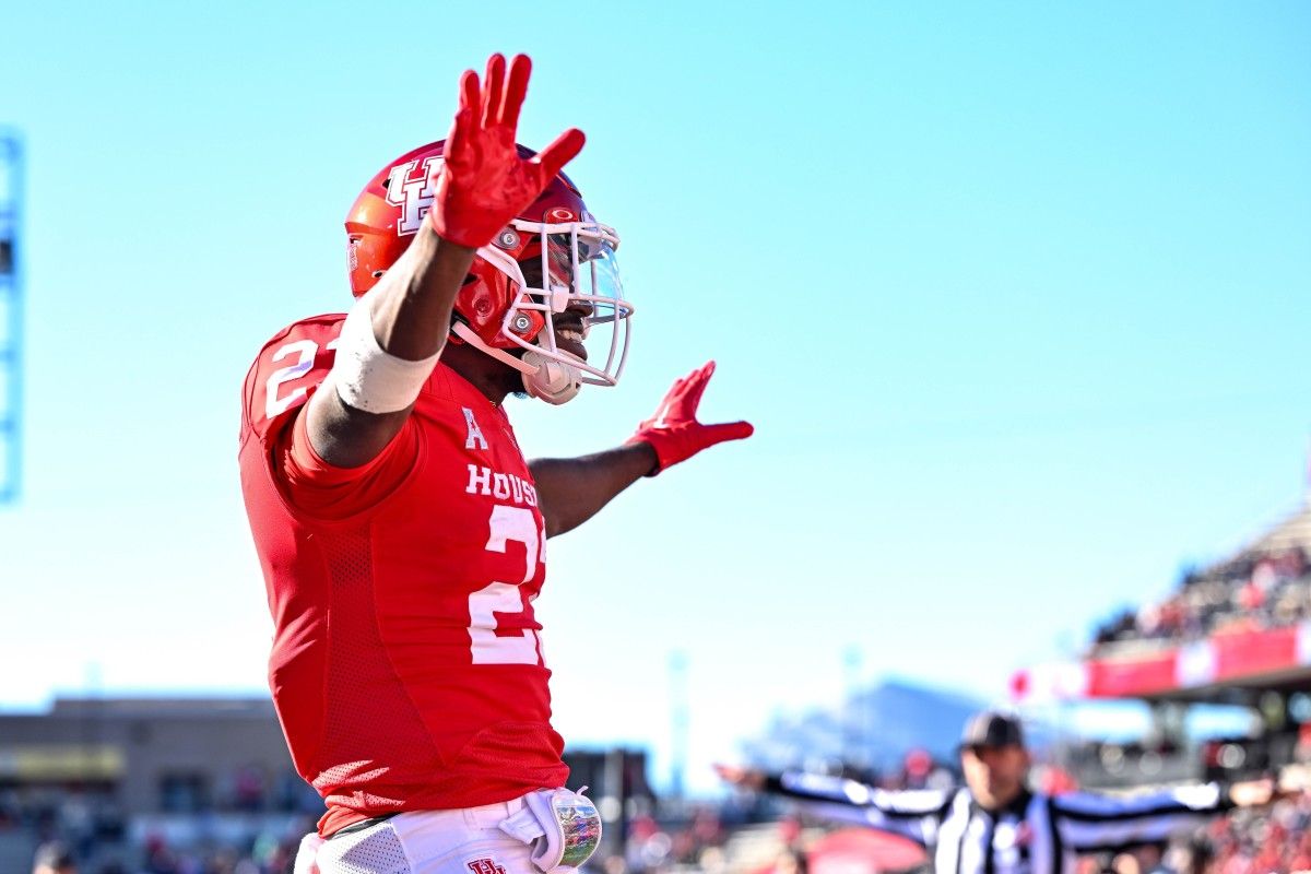 Houston Cougars defensive back Art Green (23) reacts during the second quarter against the Temple Owls at TDECU Stadium.