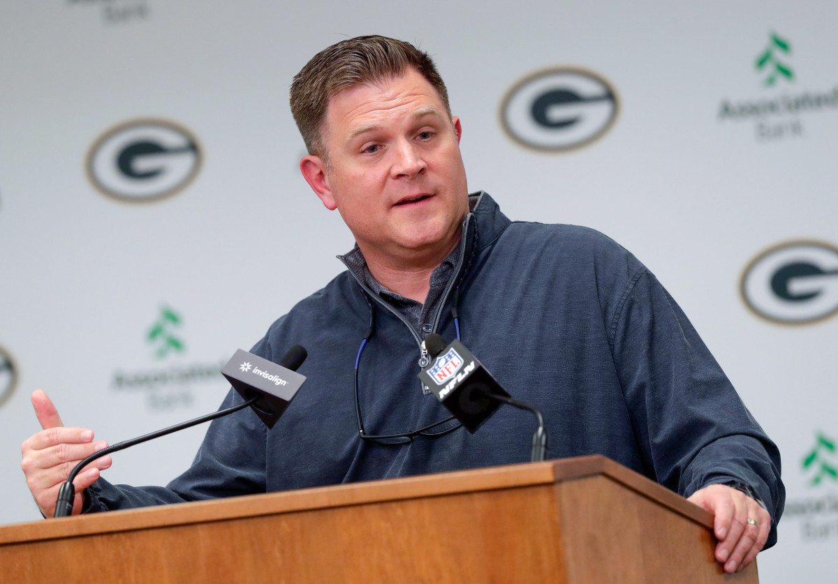 Packers GM Brian Gutekunst at a press conference