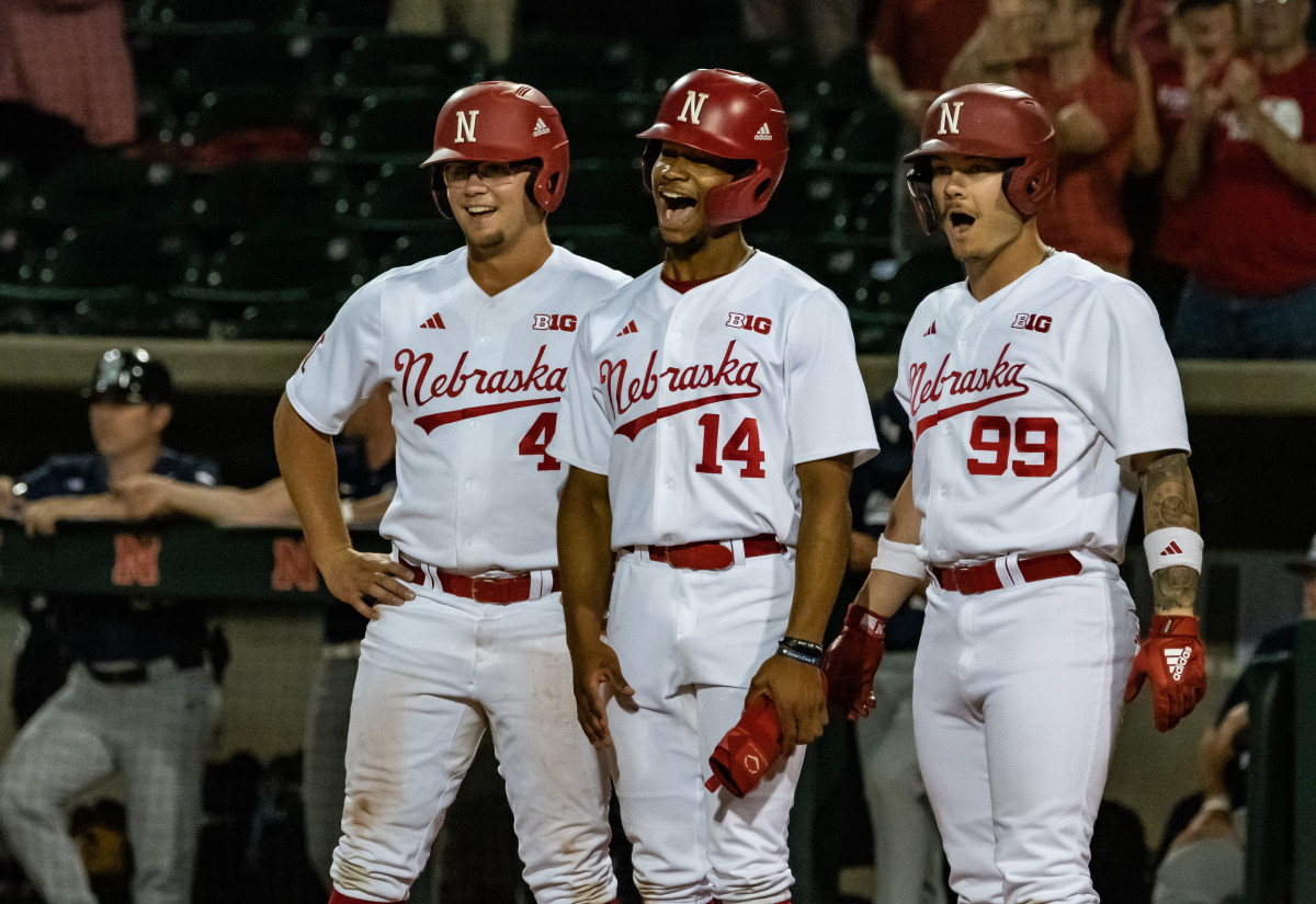 36-Max Anderson, Brice Matthews, Charlie Fischer Nebraska Baseball vs Penn State G1 2023