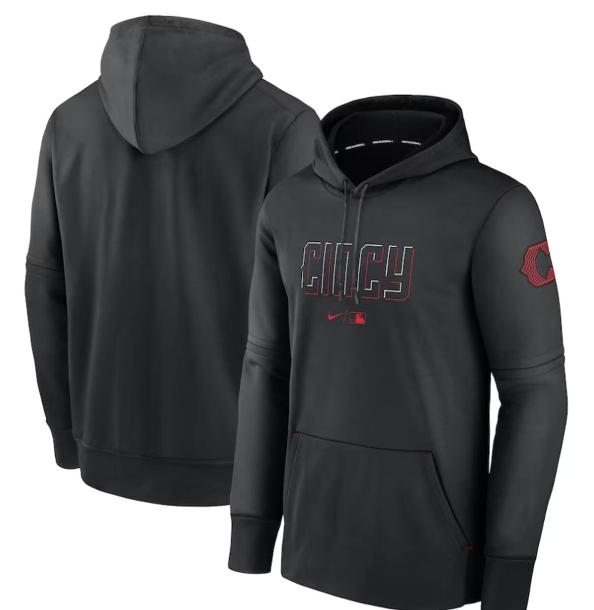 Men's Cincinnati Reds Nike Black 2023 City Connect Pregame Performance Pullover Hoodie - $84.99