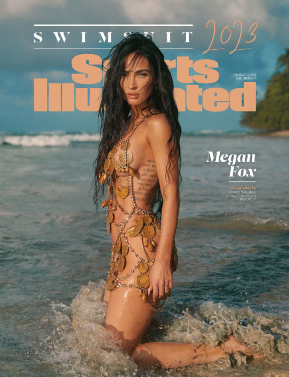 Megan Fox poses for the cover of SI Swimsuit in 2023.