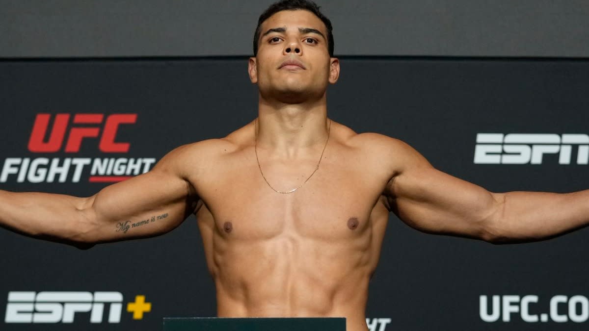 Paulo Costa tips the scales for the weigh-ins ahead of a UFC Fight Night card.
