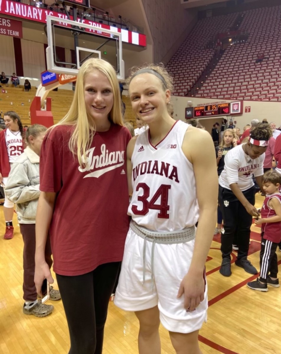 Indiana women's basketball recruit Faith Wiseman poses with guard Grace Berger.