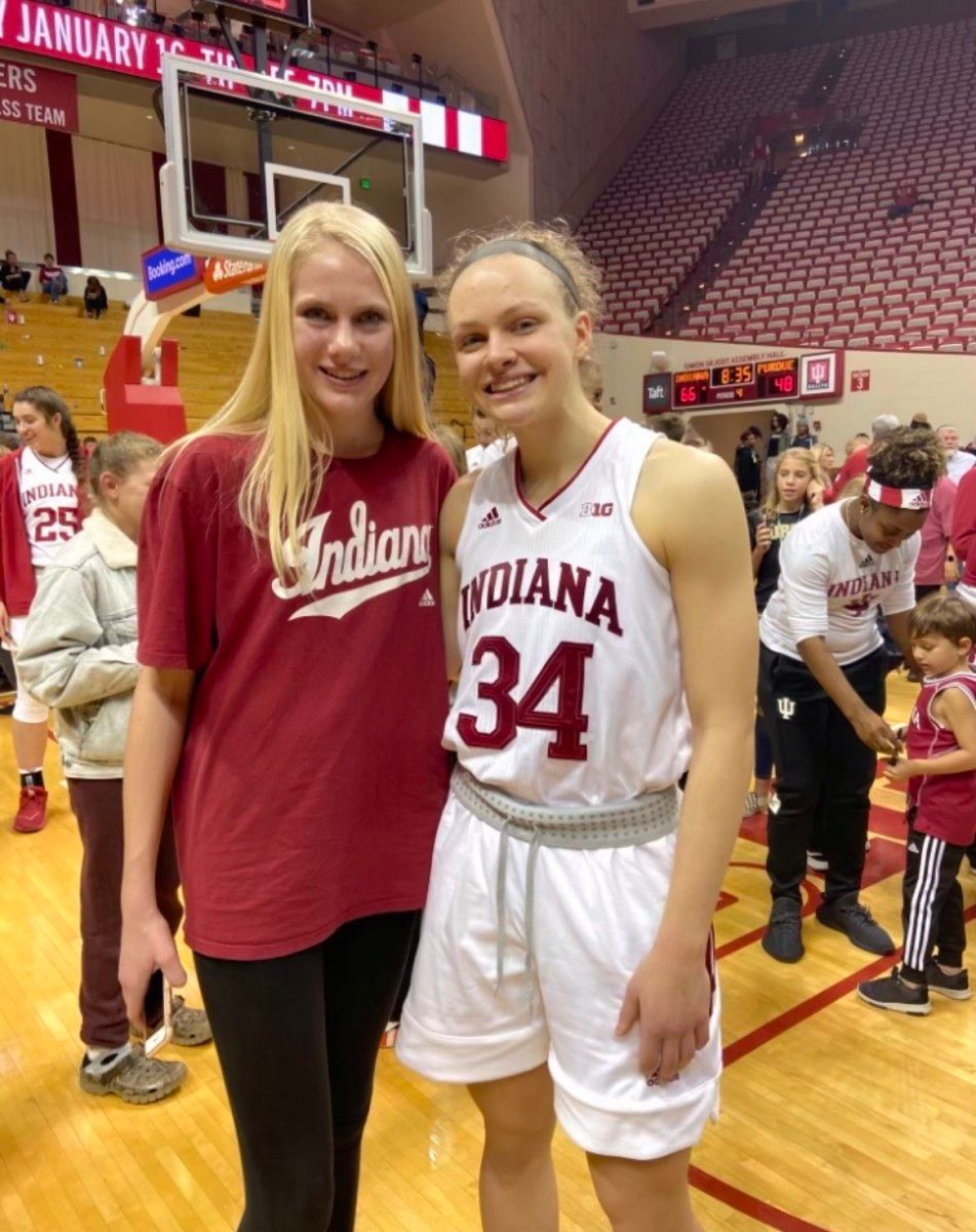 Indiana women's basketball recruit Faith Wiseman poses with guard Grace Berger.
