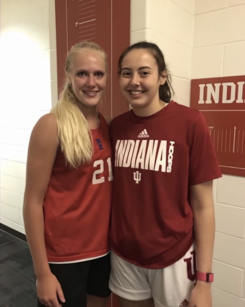 Indiana women's basketball recruit Faith Wiseman poses with forward Mackenzie Holmes.