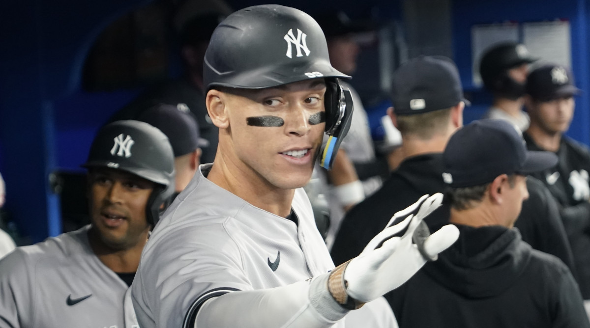 Yankees slugger Aaron Judge in the dugout