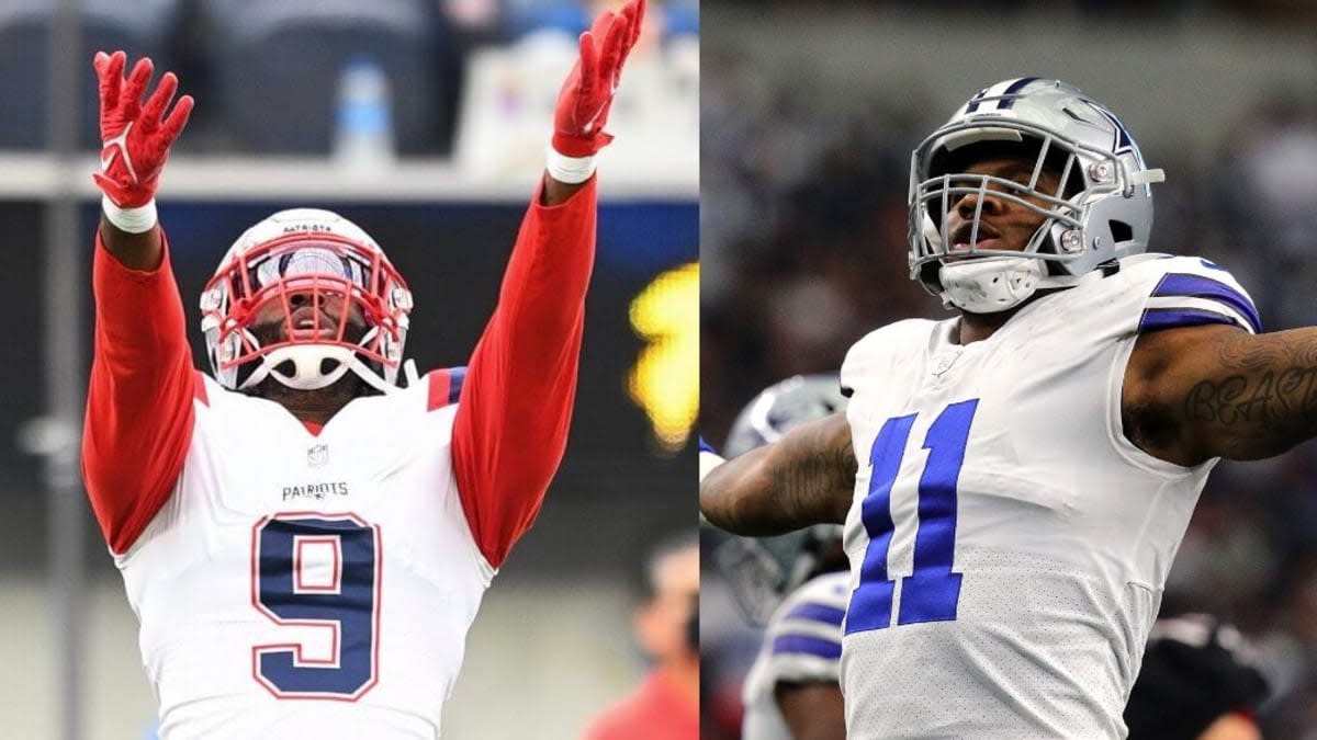 New England Patriots linebacker Matthew Judon and Dallas Cowboys linebacker Micah Parsons side by side.