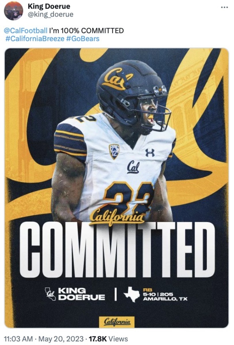Cal Football Purdue Running Back King Doerue Sets to Join Golden Bears