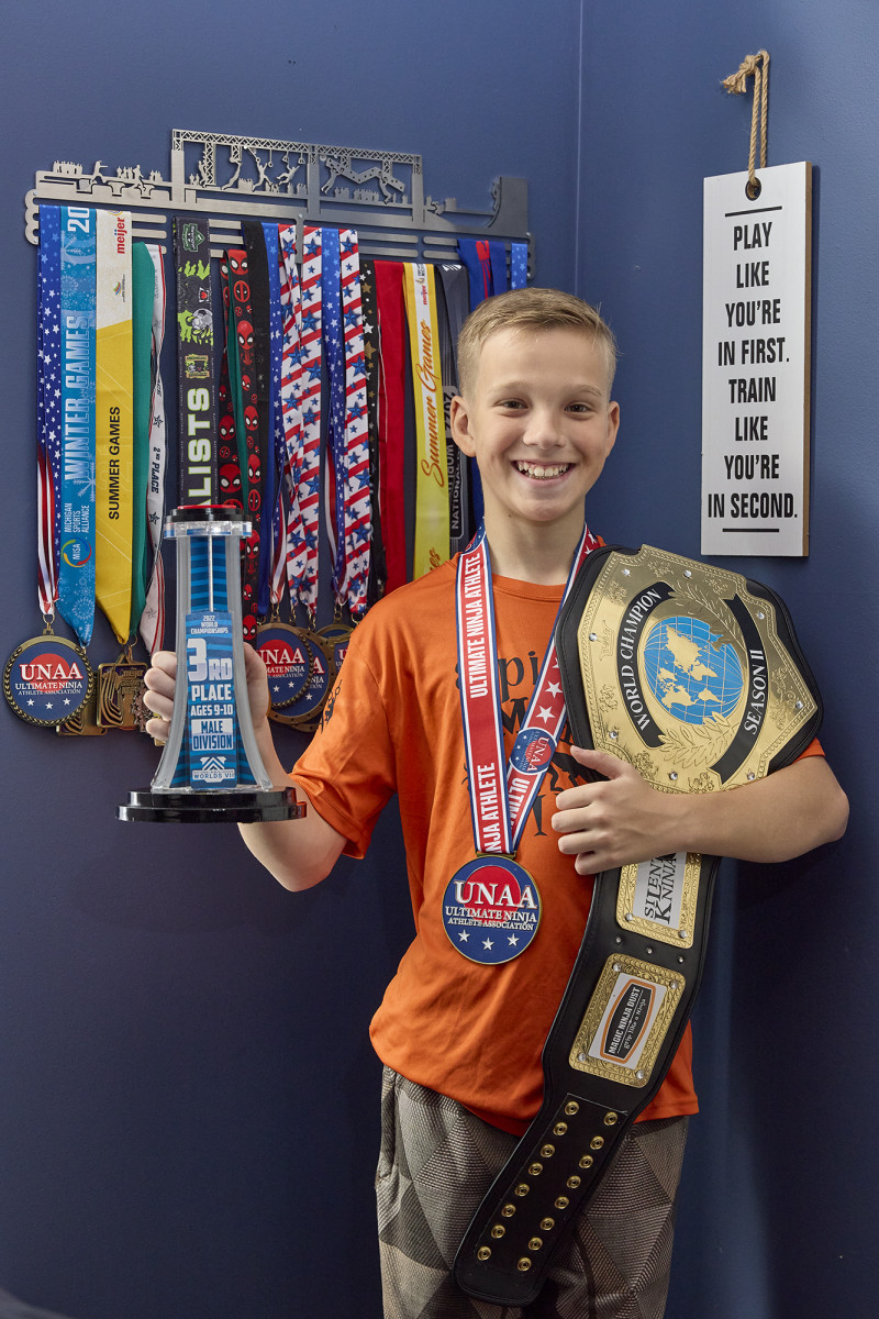 Landen’s intense training has led to a bedroom filled with trophies, medals and belts, as well as a top five ranking in his age group. The big win, though, is how participating in ninja quiets his anxiety.
