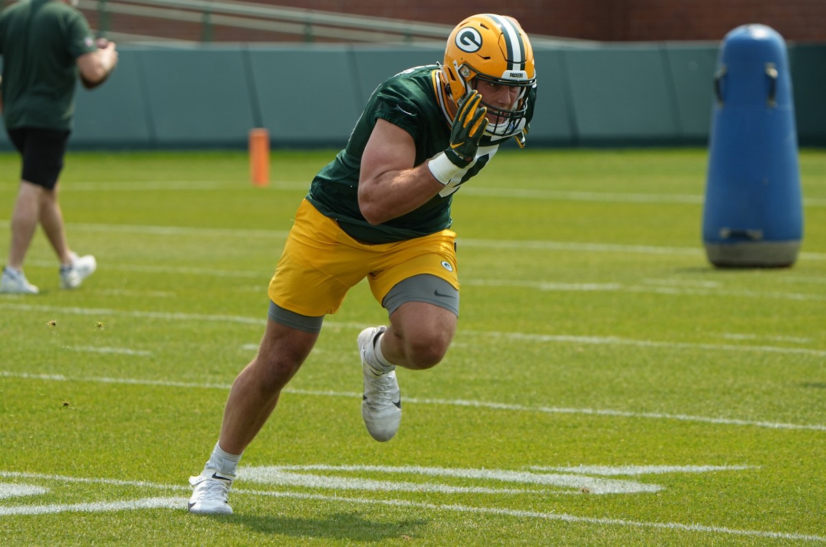 Lukas Van Ness at Green Bay Packers OTAs on Tuesday. (Photo by USA Today Sports Images)