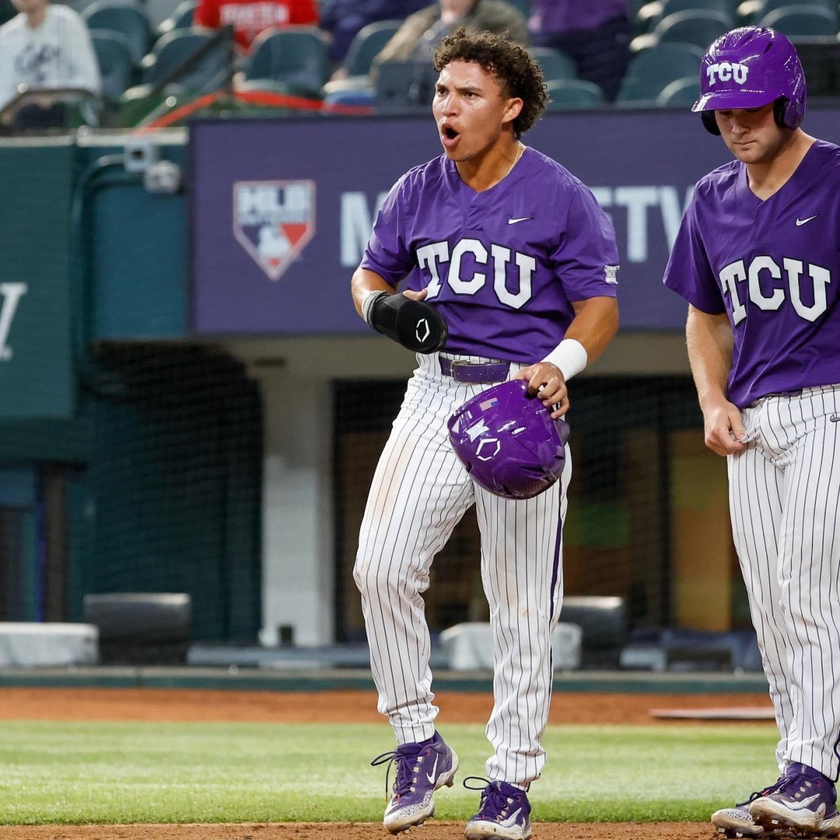 TCU outfielder Elijah Nunez in Game One of the 2023 Phillips 66 Big 12 Championship in the 16-3 win over Kansas State.
