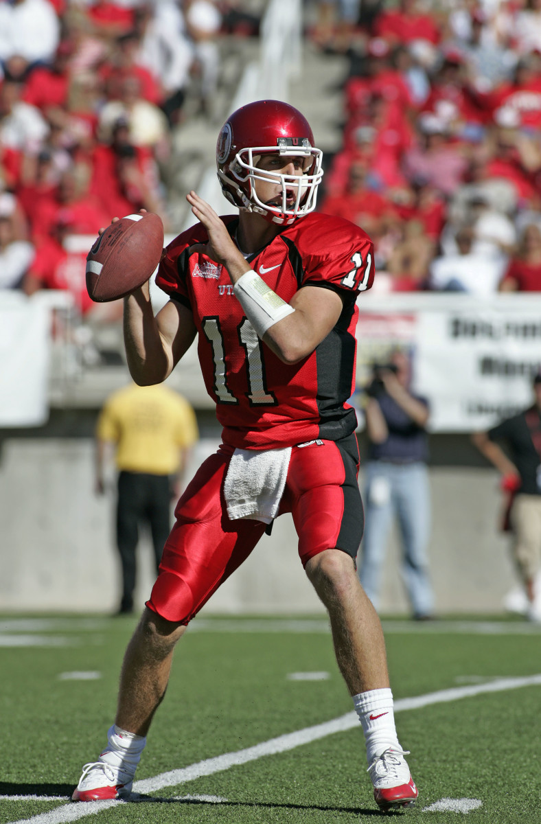 Sep 25, 2004; Salt Lake City, UT, USA, FILE PHOTO; Utah Utes quarterback Alex Smith (11) looks to throw against the Air Force Falcons at Rice-Eccles Stadium. Mandatory Credit: Peter Brouillet-USA TODAY NETWORK