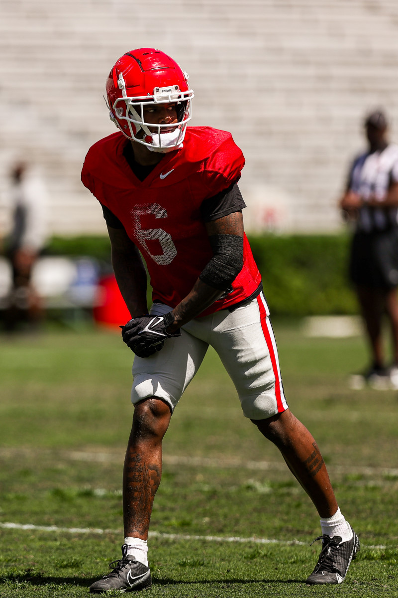 Georgia wide receiver Dominic Lovett (6) during Georgia’s spring practice on Dooley Field at Sanford Stadium in Athens, Ga., on Saturday, April 1, 2023. (Tony Walsh/UGAAA)