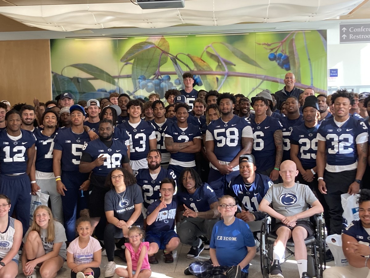 The Penn State Nittany Lions football team visits Penn State Health Children's Hospital.