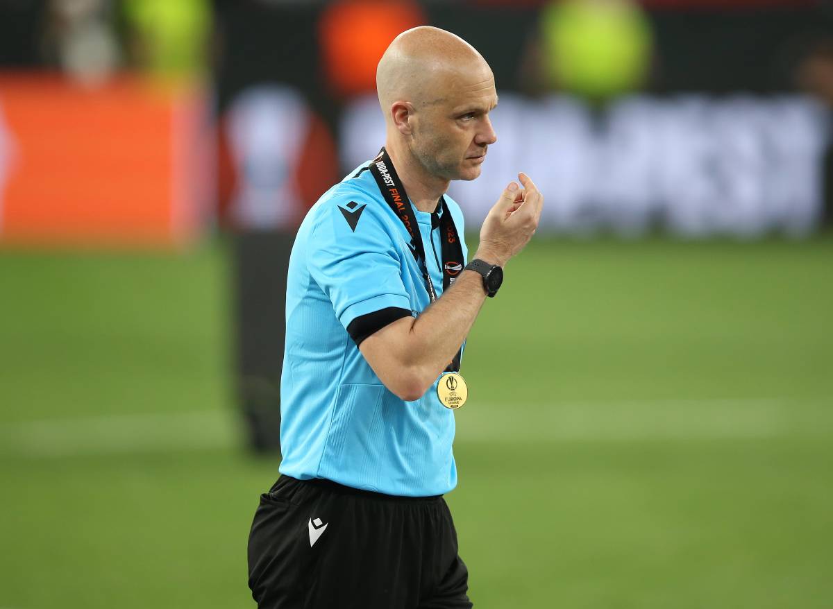 Referee Anthony Taylor pictured following the 2023 UEFA Europa League final in Budapest