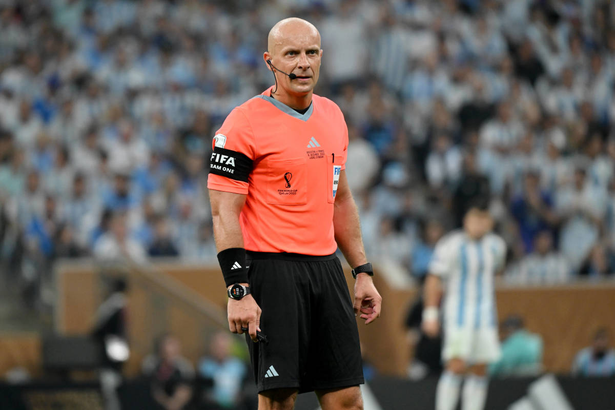 Referee Szymon Marciniak pictured during the 2022 FIFA World Cup final in Qatar