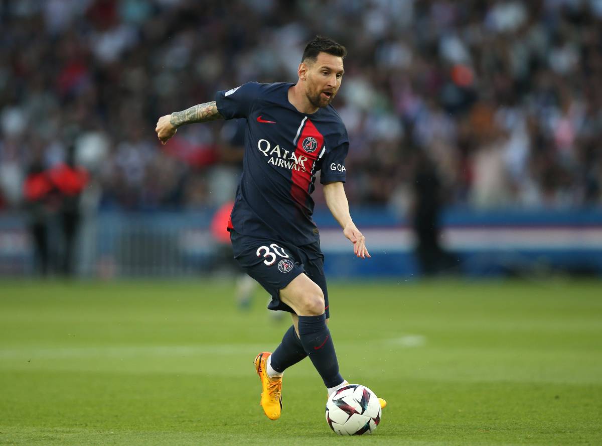 Lionel Messi pictured in June 2023 during his last game for Paris Saint-Germain - a 3-2 home loss to Clermont