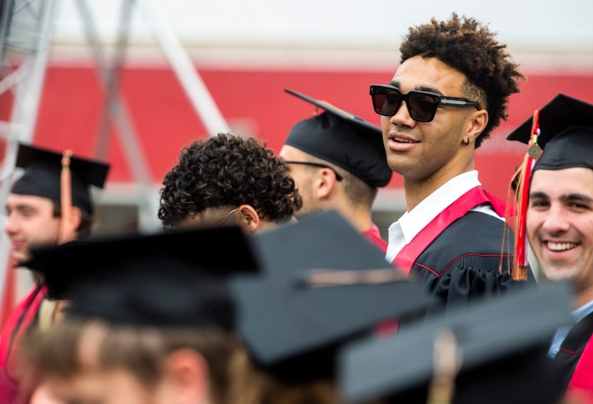Indiana basketball player Trayce Jackson-Davis takes part in graduation ceremonies last month in Bloomington. (USA TODAY Sports)