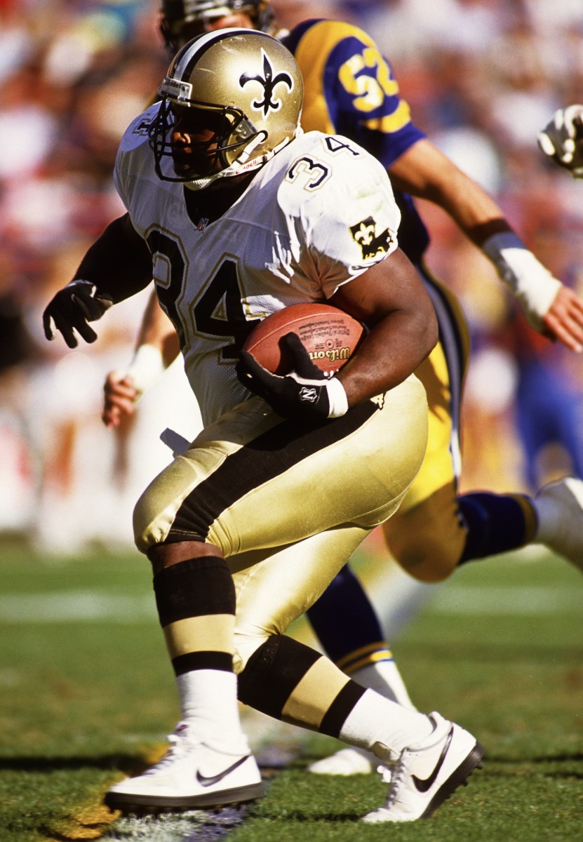 Dec 13, 1992; FILE PHOTO; New Orleans Saints full back Craig Heyward (34) runs against the Los Angeles Rams. Mandatory Credit: Peter Brouillet-USA TODAY NETWORK