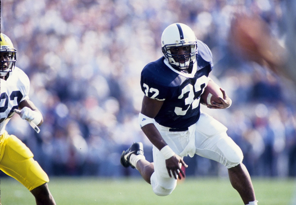 Sep 1993; FILE PHOTO; Penn State Nittany Lions running back Ki-Jana Carter (32) runs against the Michigan Wolverines. Mandatory Credit: Photo By USA TODAY