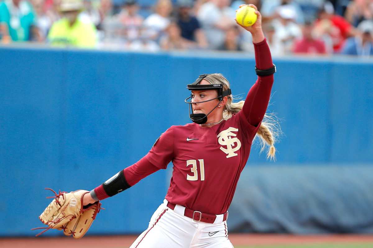 Florida State’s Makenna Reids throws a pitch during the Women’s College World Series